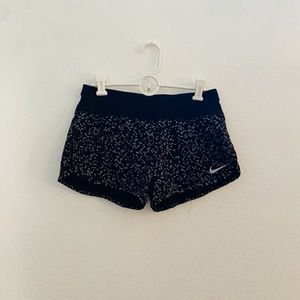 black + gray speckled nike running shorts